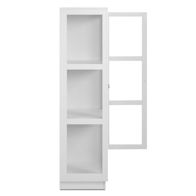 ARLA – valkoinen vitriinikaappi 100×40×150 cm - KalusteDuo_Huonekaluliike_Vitriini
