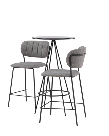 Bistro baaripöytä φ60 - musta / MDF viilulla +Bell baarituoli - musta / harmaa kangas - KalusteDuo_Huonekaluliike_Ruokailuryhmä