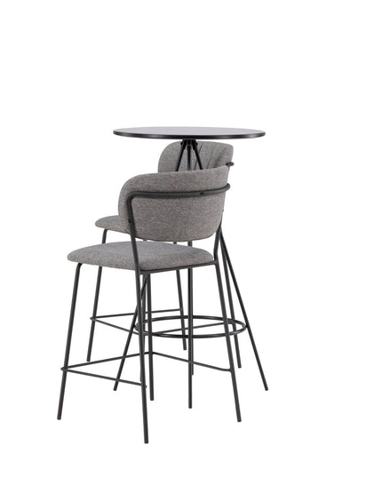 Bistro baaripöytä φ60 - musta / MDF viilulla +Bell baarituoli - musta / harmaa kangas - KalusteDuo_Huonekaluliike_Ruokailuryhmä