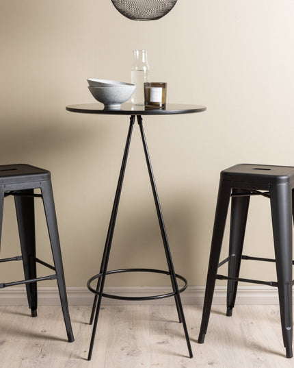 Bistro baaripöytä φ60 - musta / MDF viilulla +Tempe baarituoli - mattamusta / metalli - KalusteDuo_Huonekaluliike_Ruokailuryhmä