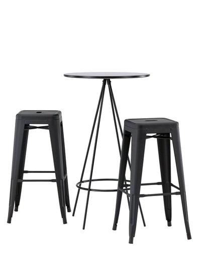 Bistro baaripöytä φ60 - musta / MDF viilulla +Tempe baarituoli - mattamusta / metalli - KalusteDuo_Huonekaluliike_Ruokailuryhmä