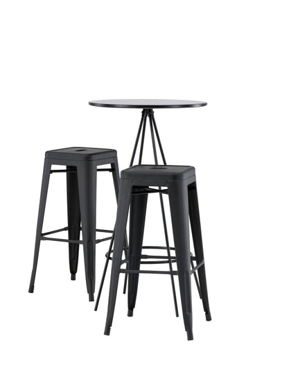 Bistro baaripöytä φ60 - musta / MDF viilulla +Tempe baarituoli - mattamusta / metalli - KalusteDuo_Huonekaluliike_Ruokailuryhmä