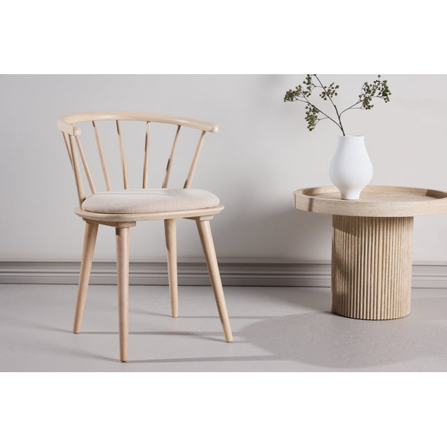 Bobby ruokatuoli pehmusteella 2 kpl - valkolakattu kumipuu / beige - KalusteDuo_Huonekaluliike_Tuoli