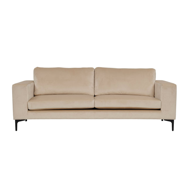 Bolero sohva - 3-istuttava - beige sametti - mustat jalat - KalusteDuo_Huonekaluliike_Sohva