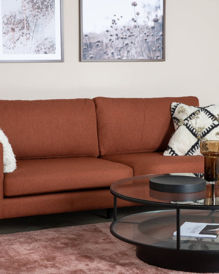 Bolero sohva - 3-istuttava - ruosteenpunainen kangas- mustat jalat - KalusteDuo_Huonekaluliike_Sohva