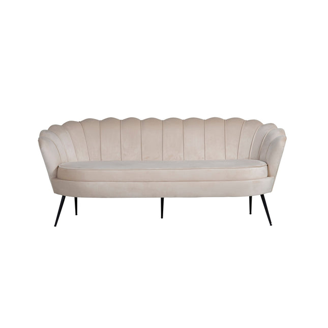 Calais sohva 3-istuttava - beige sametti - mustat jalat - KalusteDuo_Huonekaluliike_Sohva