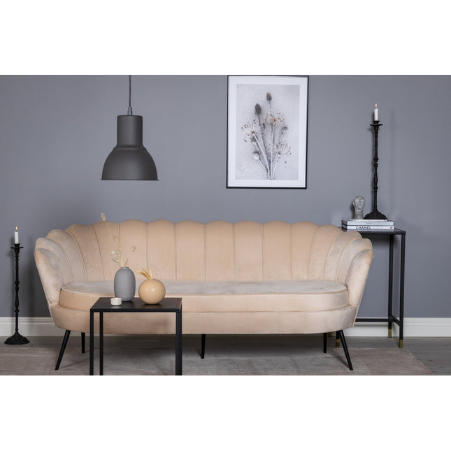 Calais sohva 3-istuttava - beige sametti - mustat jalat - KalusteDuo_Huonekaluliike_Sohva