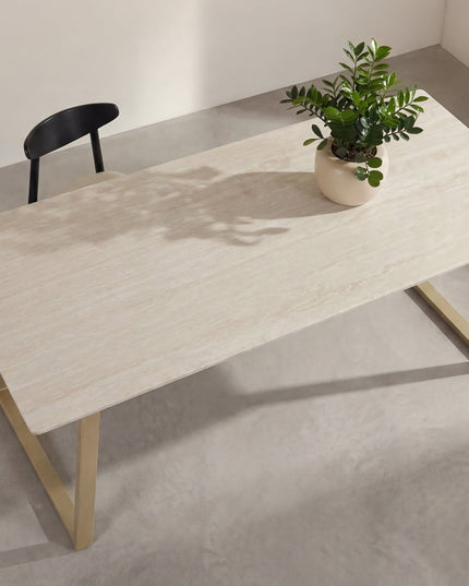 Estelle ruokapöytä 200*90 - beige/beige marmorinvärinen - KalusteDuo_Huonekaluliike_Ruokapöytä
