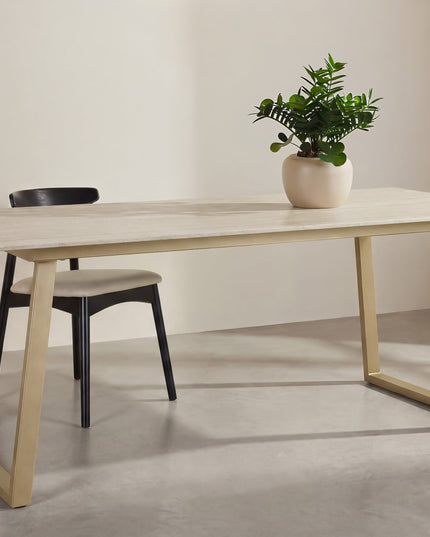 Estelle ruokapöytä 200*90 - beige/beige marmorinvärinen - KalusteDuo_Huonekaluliike_Ruokapöytä