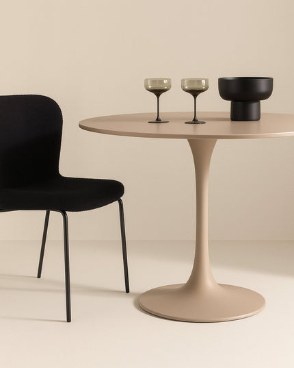 Glade pyöreä ruokapöytä φ100x75 cm - teräsrunko / MDF beige maalattu - KalusteDuo_Huonekaluliike_Ruokapöytä