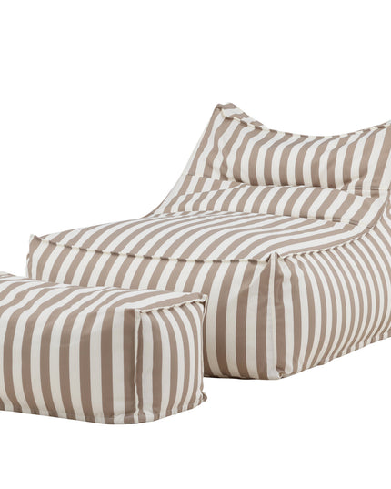 Redang relaxsäck med puff - vit / beige randig