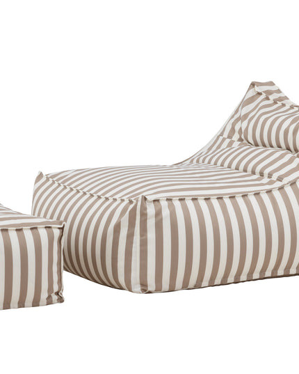 Redang relaxsäck med puff - vit / beige randig