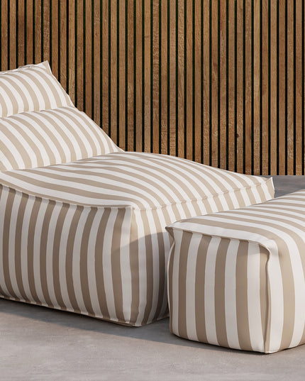 Redang relaxsäck med puff - vit / beige randig