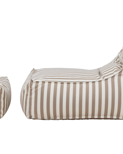 Redang relaxsäck med puff - vit / beige randig