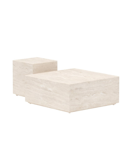 Lissabon sivupöytä 40x40x45 cm + Lissabon sivupöytä 80x80x35 cm - beige