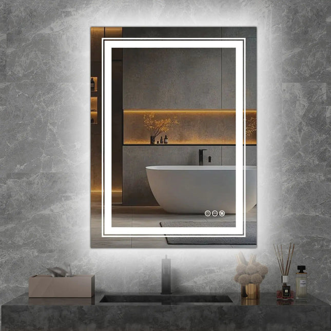 Hehku - LED — taustavalaistu kylpyhuonepeili 60 x 80 cm - KalusteDuo_Huonekaluliike_Peili