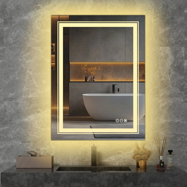 Hehku - LED — taustavalaistu kylpyhuonepeili 60 x 80 cm - KalusteDuo_Huonekaluliike_Peili