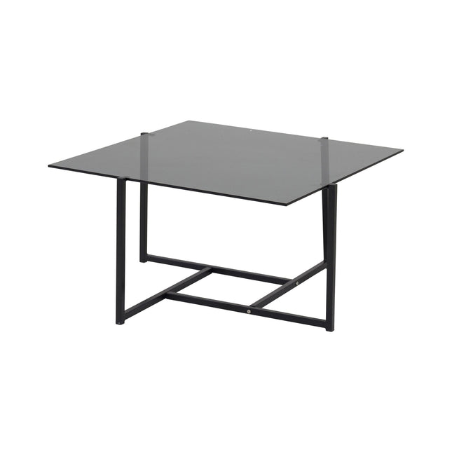 Hybrid sohvapöytä - musta / harmaa savulasi 80*80cm - KalusteDuo_Huonekaluliike_Pöytä
