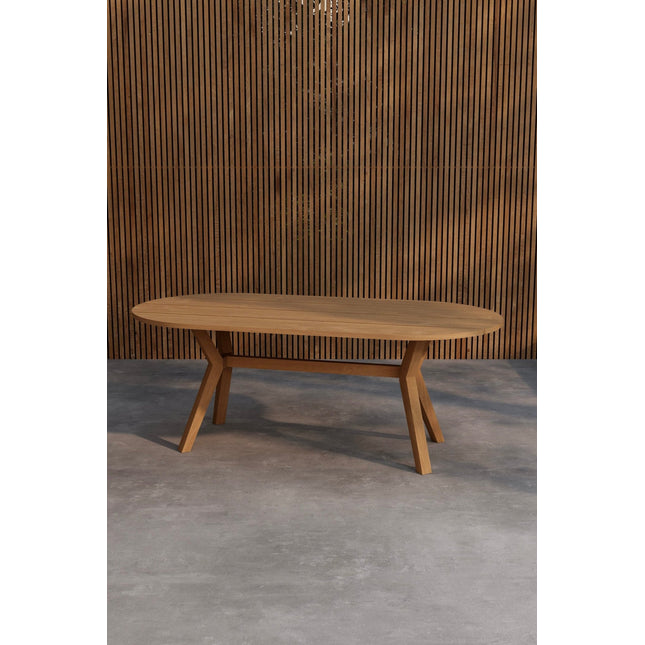 Kenya soikea ruokapöytä 200x100x75 cm - luonnonvärinen tiikki - KalusteDuo_Huonekaluliike_Ruokapöytä ulkokäyttöön
