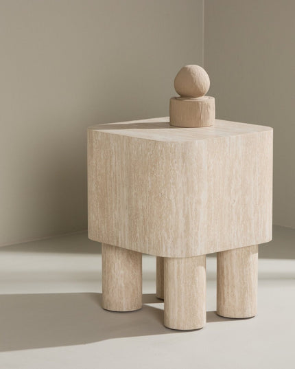 Klirou sivupöytä 40x40x50 - MDF travertiininvärinen - KalusteDuo_Huonekaluliike_Pöytä
