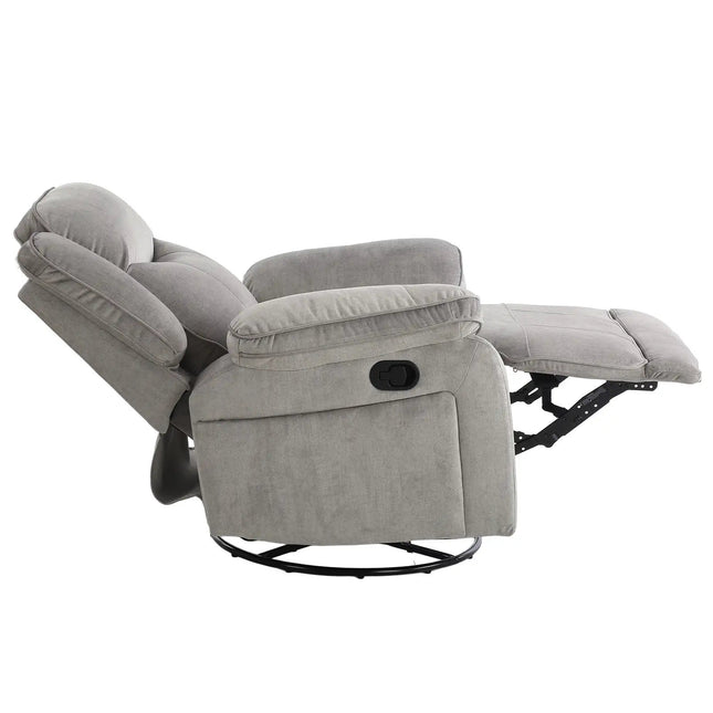Koto recliner‑tuoli – keinuva ja pyörivä nojatuoli, vaaleanharmaa - KalusteDuo_Huonekaluliike_recliner tuoli