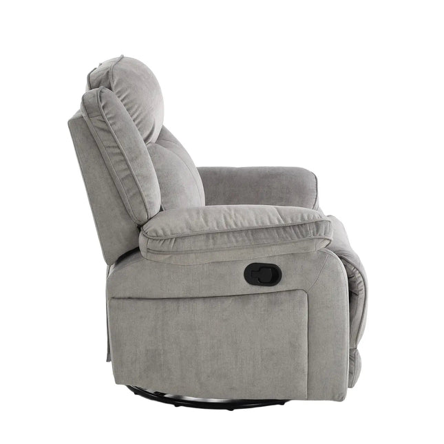 Koto recliner‑tuoli – keinuva ja pyörivä nojatuoli, vaaleanharmaa - KalusteDuo_Huonekaluliike_recliner tuoli