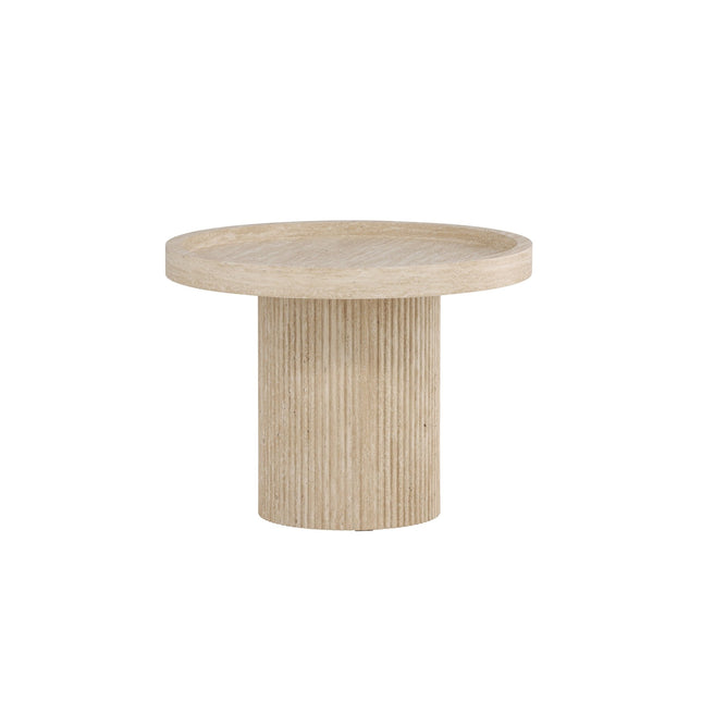 Krille sivupöytä φ60x45 cm - MDF ja 3D-paperi / travertiininvärinen - KalusteDuo_Huonekaluliike_Pöytä