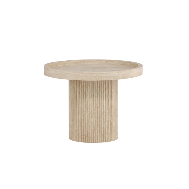 Krille sivupöytä φ60x45 cm - MDF ja 3D-paperi / travertiininvärinen - KalusteDuo_Huonekaluliike_Pöytä