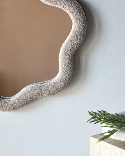 Kungsbacka peili 70x70 cm - MDF ja beige bouclé / kirkas lasi - KalusteDuo_Huonekaluliike_Peili