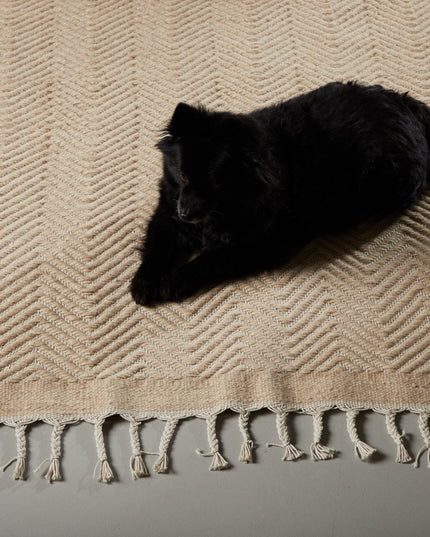 Loke villa/puuvillasekoite - 300*200 - Suorakaide-Valkoinen/Beige - KalusteDuo_Huonekaluliike_Matto