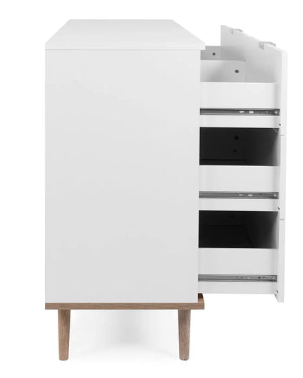 Malmö - lipasto 120 cm – valkoinen/sonoma - tammi - KalusteDuo_Huonekaluliike_lipasto