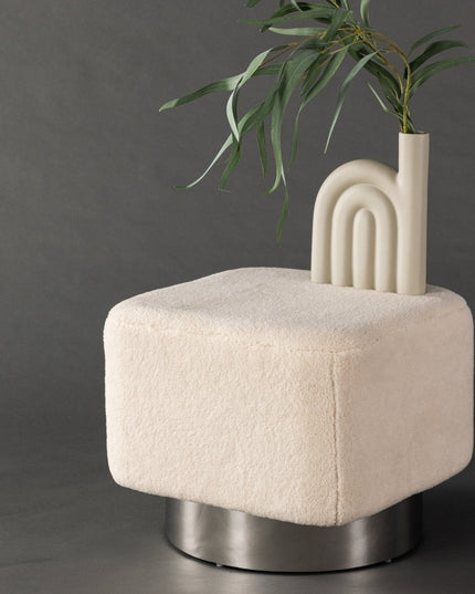Newton rahi/pouf - Hopea / Luonnonvalkoinen fleece - KalusteDuo_Huonekaluliike_Rahi