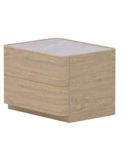 Noble yöpöytä 40x50x36 cm - luonnonvärinen MDF / lasi - KalusteDuo_Huonekaluliike_yöpöytä