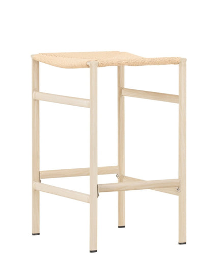 Polly baarituoli 2 kpl - valkolakattu / beige luonnonköysi - KalusteDuo_Huonekaluliike_Tuoli