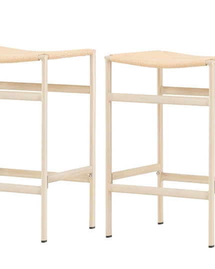 Polly baarituoli 2 kpl - valkolakattu / beige luonnonköysi - KalusteDuo_Huonekaluliike_Tuoli