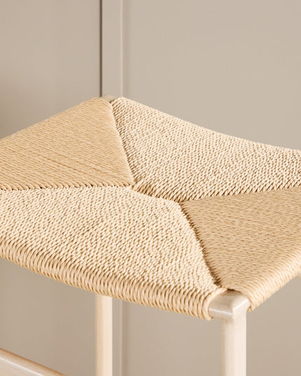 Polly baarituoli 2 kpl - valkolakattu / beige luonnonköysi - KalusteDuo_Huonekaluliike_Tuoli