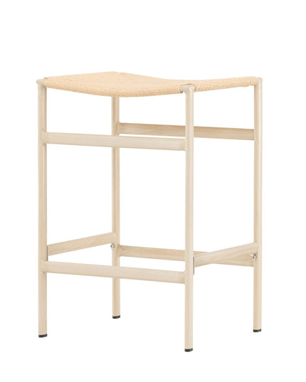 Polly baarituoli 2 kpl - valkolakattu / beige luonnonköysi - KalusteDuo_Huonekaluliike_Tuoli