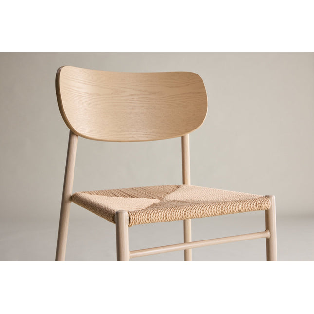 Polly ruokatuoli - valkolakattu / beige luonnonvärinen köysi - KalusteDuo_Huonekaluliike_Tuoli