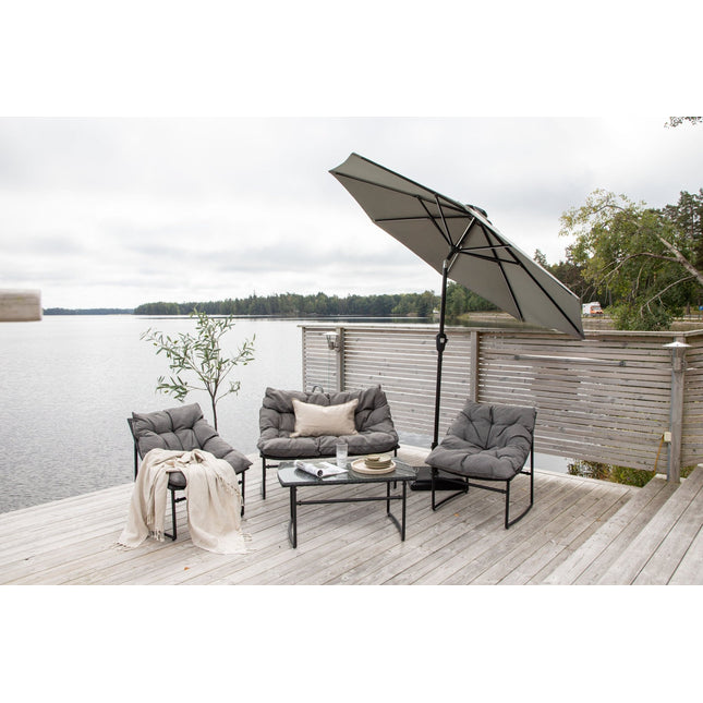 Sabal - aurinkovarjo LED-valolla - harmaa - 270cm - KalusteDuo_Huonekaluliike_Aurinkovarjo