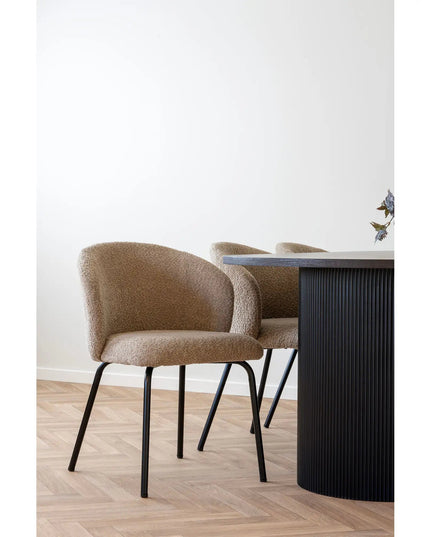 Safira — ruokapöydän tuoli, beige bouclé (House Nordic) - KalusteDuo_Huonekaluliike_ruokapöydän tuoli