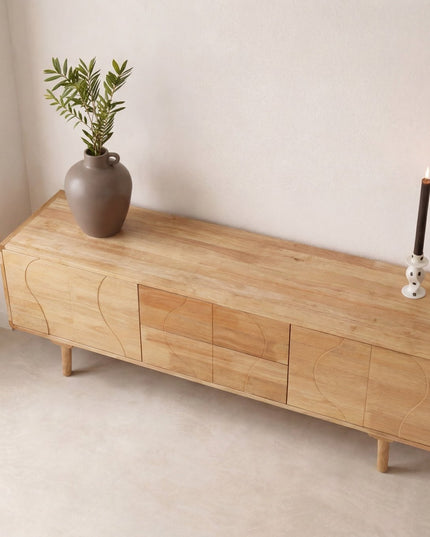 Skärhamn kaappi 180x45x65 cm - luonnonvärinen kumipuu - KalusteDuo_Huonekaluliike_Säilytyskaluste