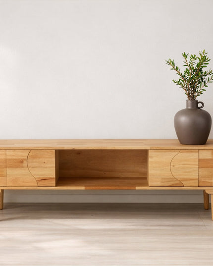 Skärhamn TV-kaappi 200x45x55 cm - luonnonvärinen kumipuu - KalusteDuo_Huonekaluliike_Säilytyskaluste