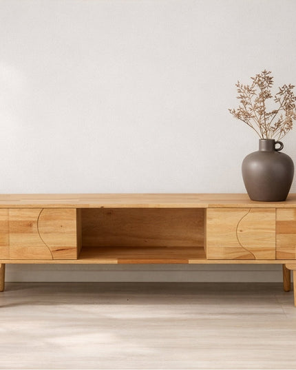 Skärhamn TV-kaappi 200x45x55 cm - luonnonvärinen kumipuu - KalusteDuo_Huonekaluliike_Säilytyskaluste