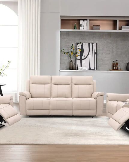 Soft Rest 3‑istuttava recliner‑sohva - beige nahka - KalusteDuo_Huonekaluliike_3 - istuttava sohva