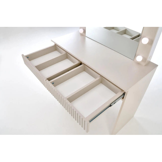 Stella Meikkipöytä Valoilla beige 94 cm - KalusteDuo_Huonekaluliike_Meikkipöytä