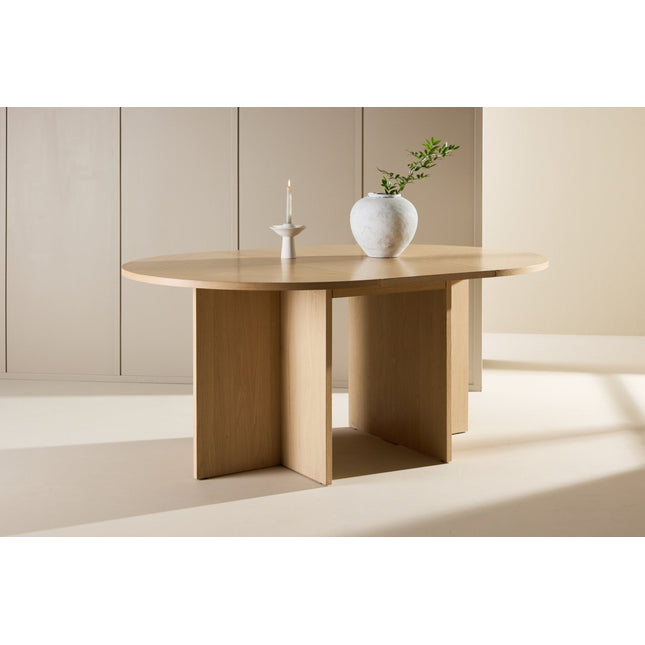Strada ruokapöytä 120/170 x120x74 cm - valkolakattu / tammiviilu - KalusteDuo_Huonekaluliike_Ruokapöytä