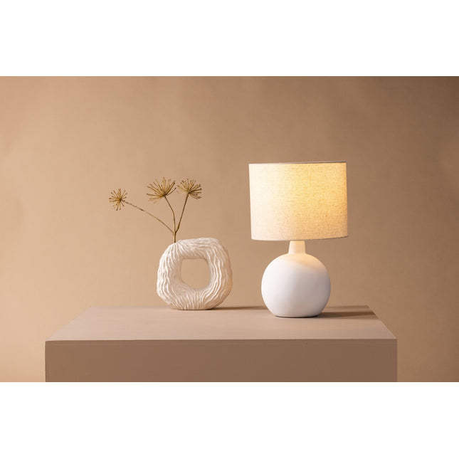 Torcello pöytävalaisin - valkoinen / beige pellava - KalusteDuo_Huonekaluliike_Valaisin