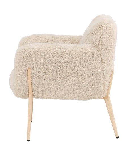 Zenzi nojatuoli - puunvärinen teräsrunko / beige tekoturkis - KalusteDuo_Huonekaluliike_Nojatuoli