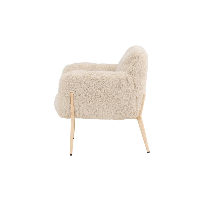Zenzi nojatuoli - puunvärinen teräsrunko / beige tekoturkis - KalusteDuo_Huonekaluliike_Nojatuoli