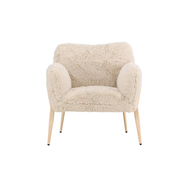Zenzi nojatuoli - puunvärinen teräsrunko / beige tekoturkis - KalusteDuo_Huonekaluliike_Nojatuoli